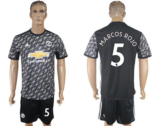 Manchester United #5 Marcos Rojo Black Soccer Club Jersey - Click Image to Close